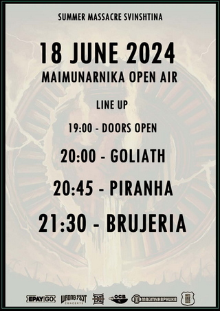 Последна информация за концерта на BRUJERIA, PIRANHA и GOLIATH